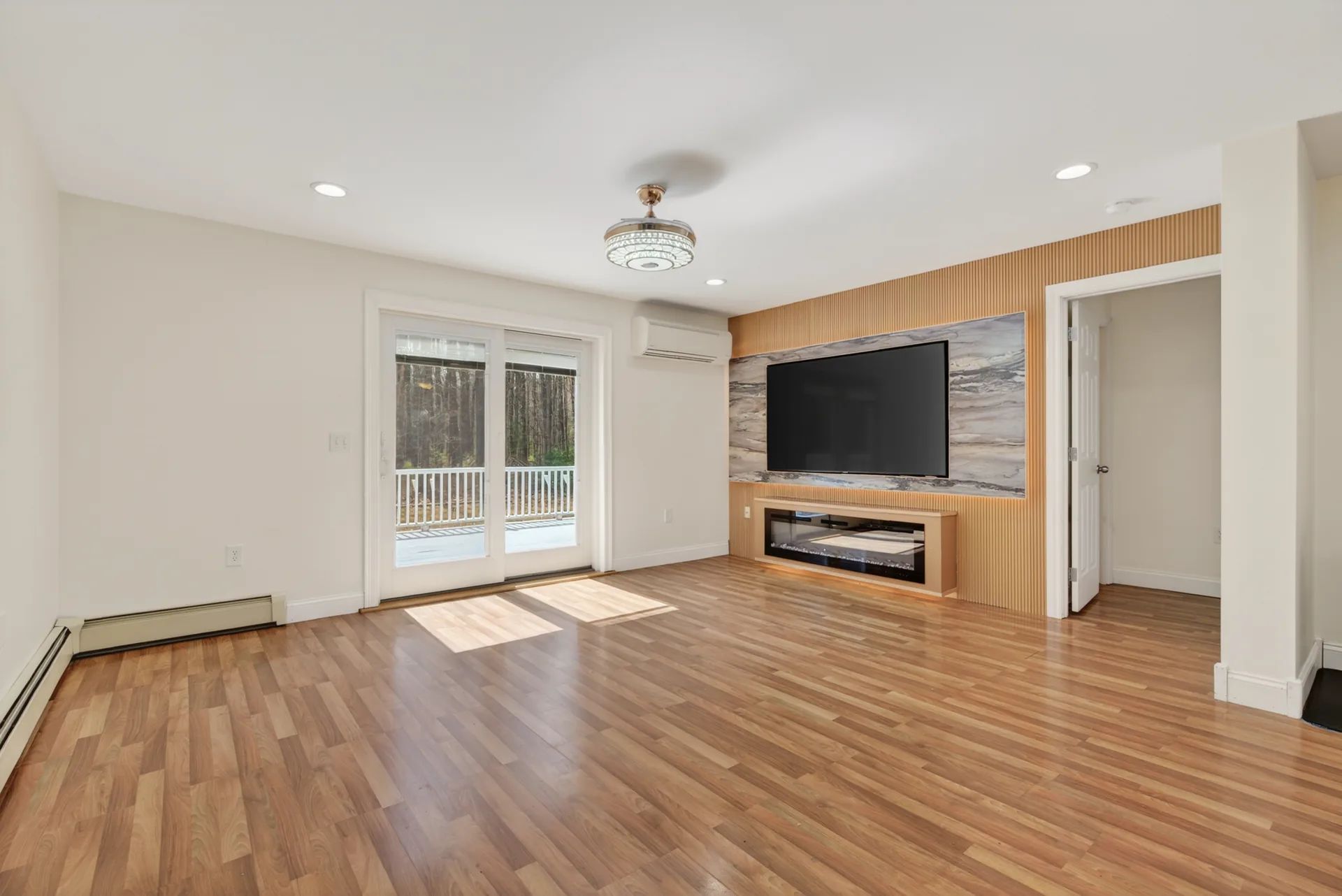 Family room media wall angle