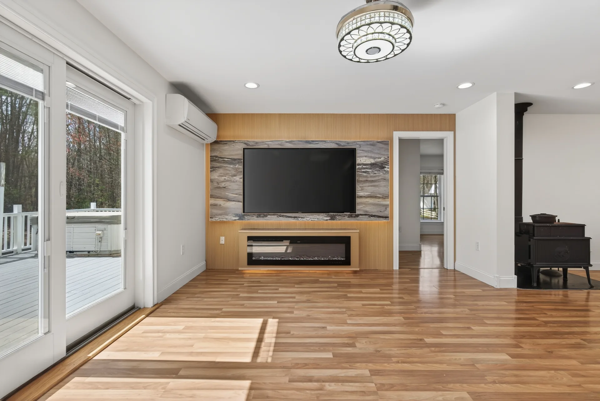 Family room slider to hot tub deck