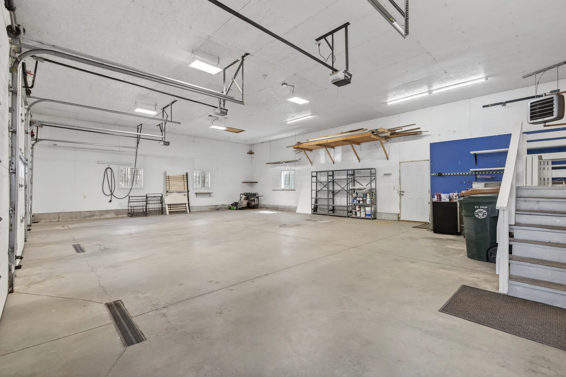 Three-bay garage wide view