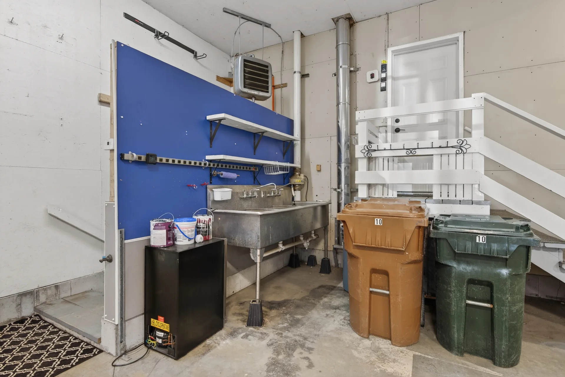 Garage work area with utility sink