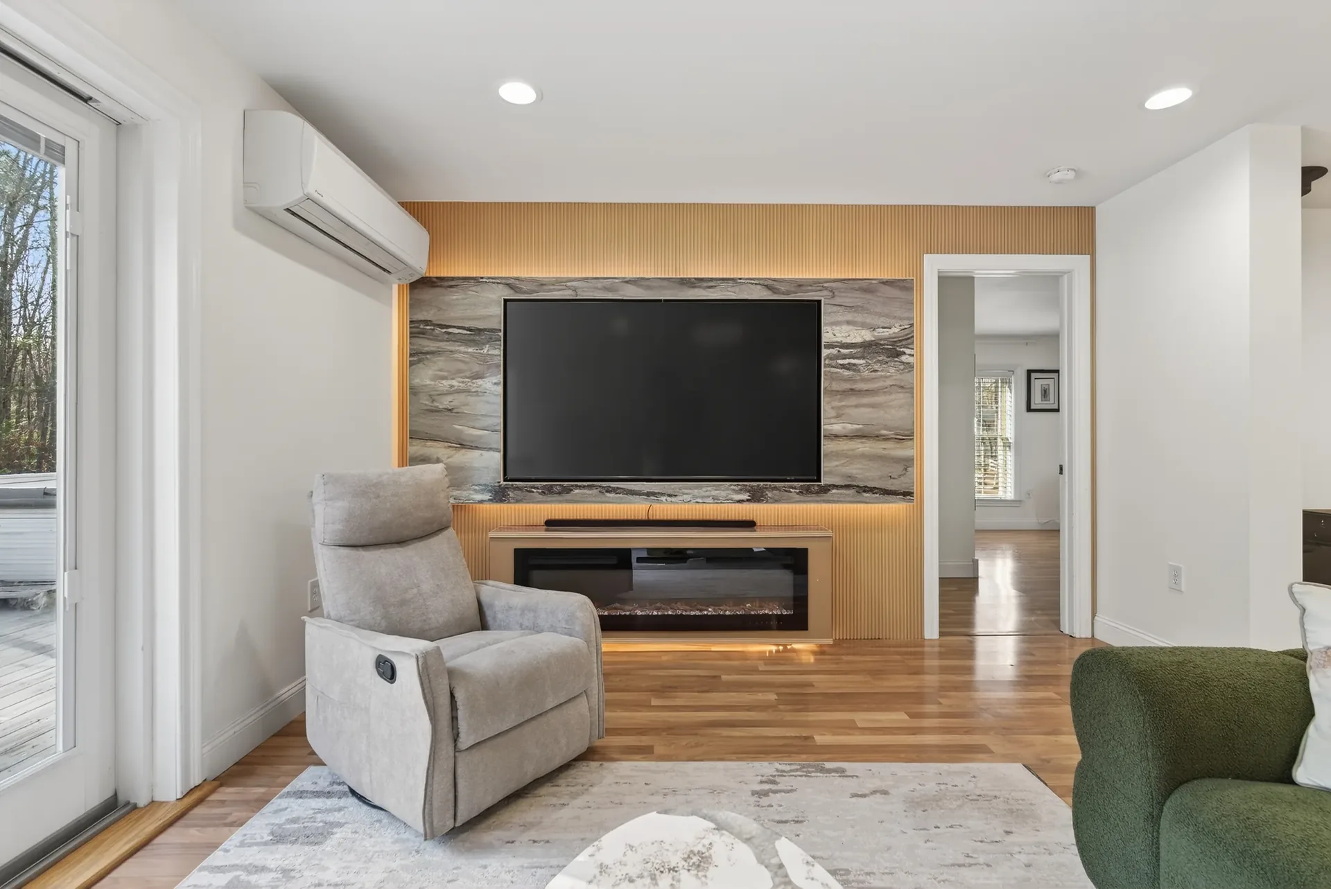 Family room staged media wall detail